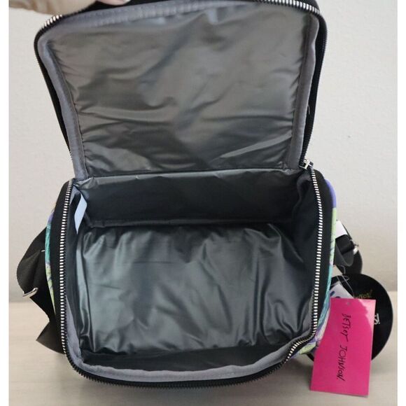 Betsey Johnson TBJ-1300 Women's Purple Multi Hearts Insulated Cube Lunch Tote - Picture 8 of 8